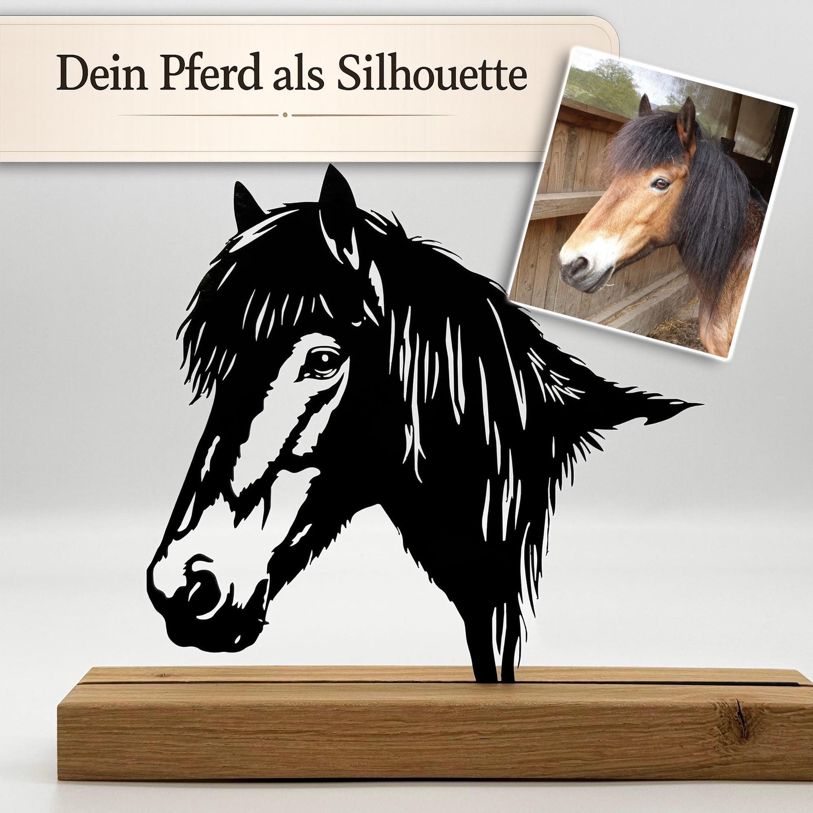 Pferdeporträt als Holzsilhouette nach Foto – Ansicht 2
