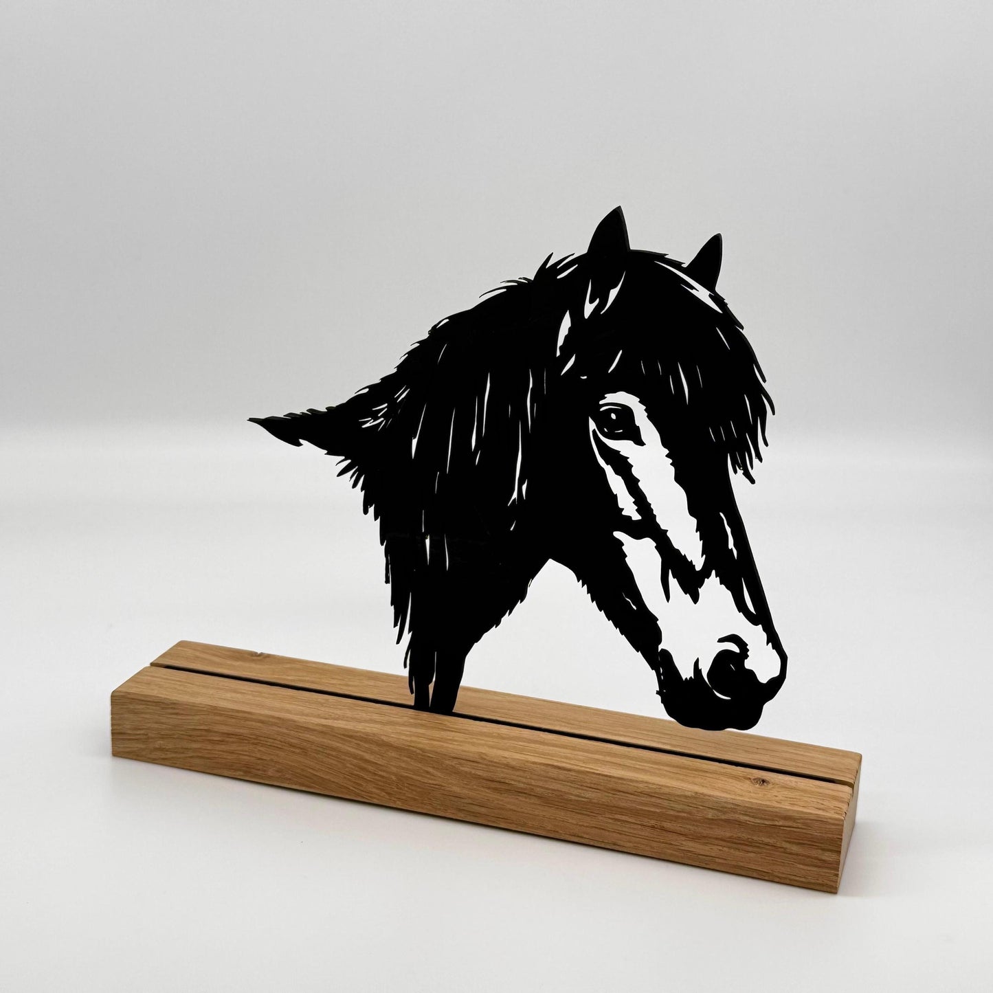 Personalisierbares Pferdeporträt Silhouette nach Foto Stall Dekoration Holz Aufsteller Erinnerung Andenken Geschenk für Reiter Pferdemädchen