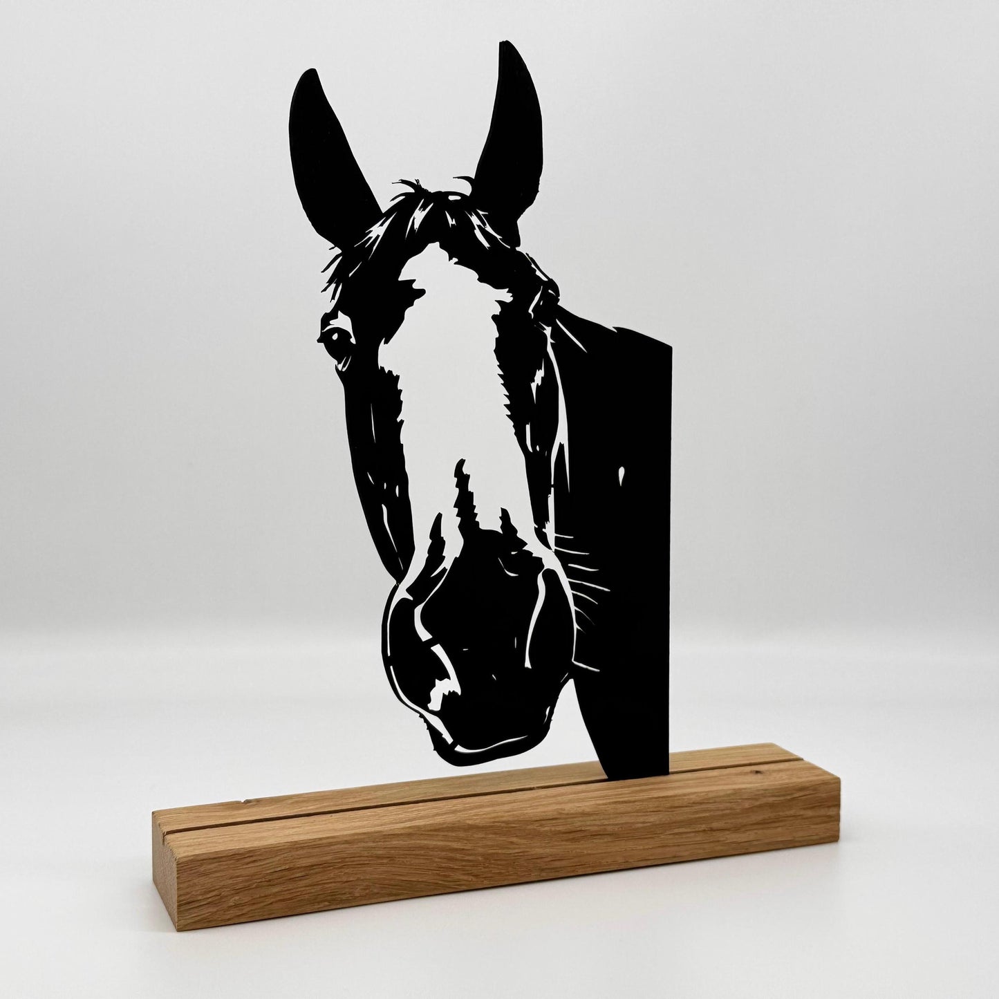 Personalisierbares Pferdeporträt Silhouette nach Foto Stall Dekoration Holz Aufsteller Erinnerung Andenken Geschenk für Reiter Pferdemädchen