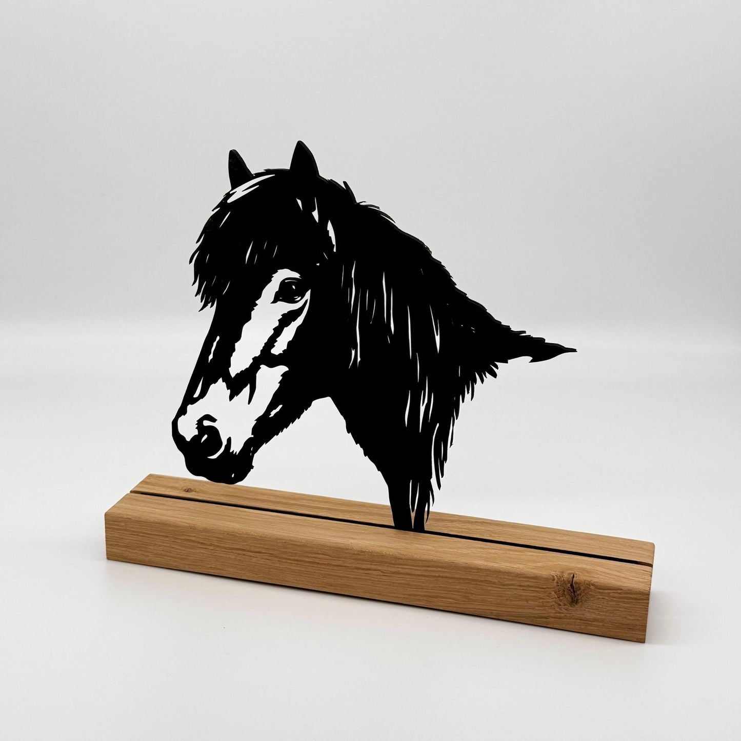Personalisierbares Pferdeporträt Silhouette nach Foto Stall Dekoration Holz Aufsteller Erinnerung Andenken Geschenk für Reiter Pferdemädchen