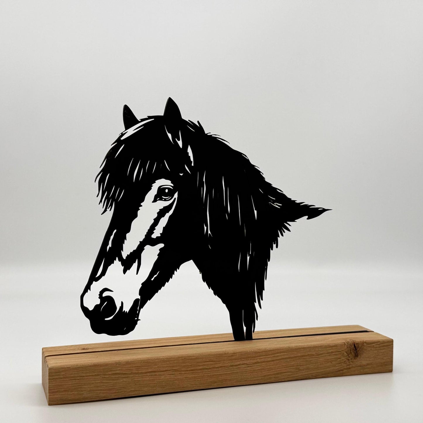 Personalisierbares Pferdeporträt Silhouette nach Foto Stall Dekoration Holz Aufsteller Erinnerung Andenken Geschenk für Reiter Pferdemädchen