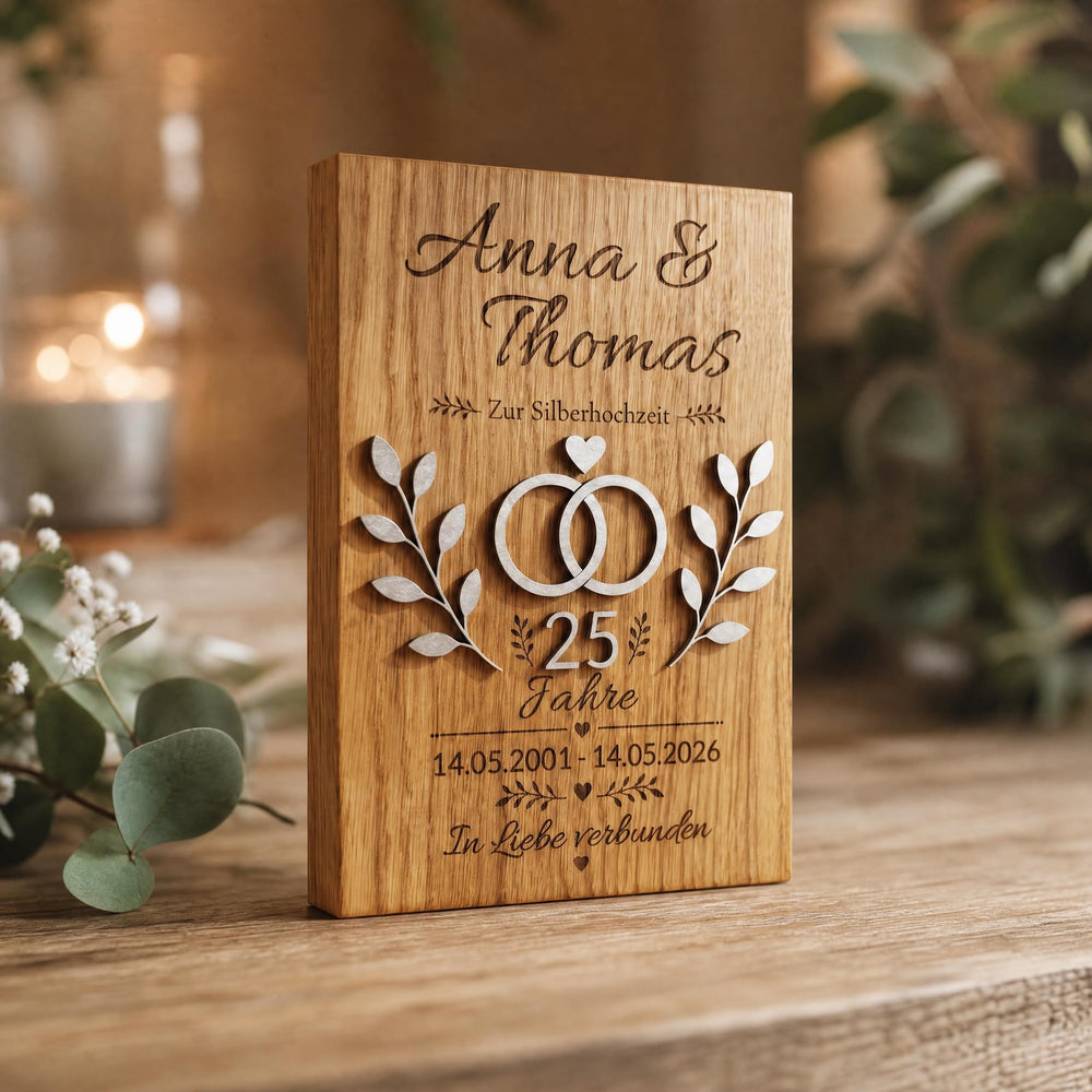 Personalisiertes Holzschild zur Silberhochzeit – Ansicht 1
