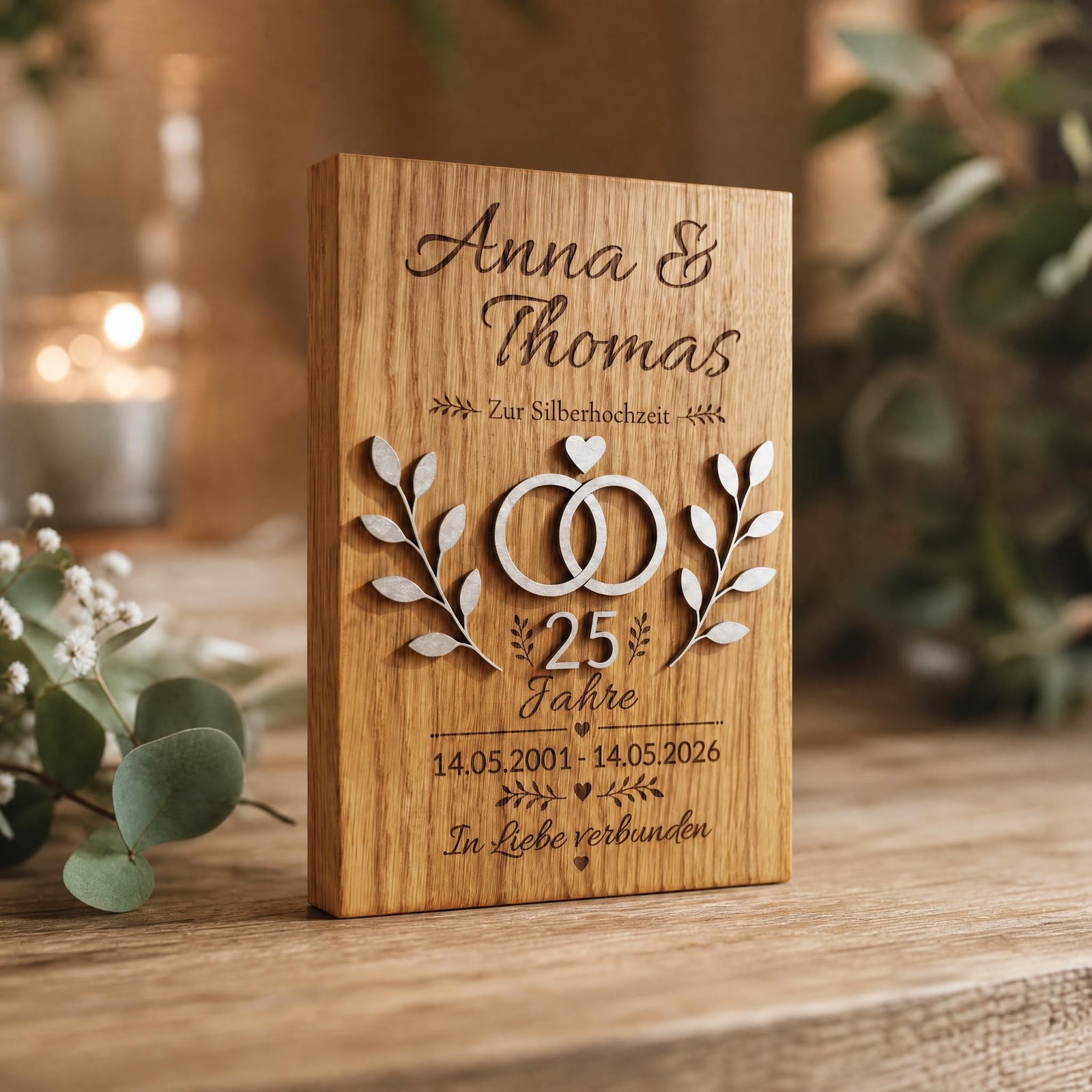 Personalisiertes Holzschild zur Silberhochzeit – Ansicht 1